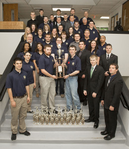Members of the UCM Criminal Justice team display their numerous accolades received during the national championships.