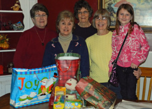 The members of Mid-Missouri Artists, Inc. who delivered bags of children’s art supplies to the Survival Adult Abuse Center are, from left, Rebecca Limback, Pam Comer, Beverly Smith, Janice Lackey and Kloey Walters.