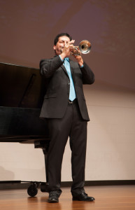 PHOTOS BY BRANDON BOWMAN / PHOTO EDITOR Alan Wenger, music professor, opens the faculty showcase with "Trumpet Call." 