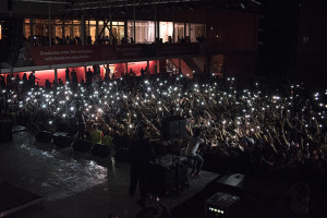 PHOTO BY MARIE NABORS / PHOTOGRAPHER At the end of the night, phones from crowd light up the stage for one last song by Rae Sremmurd.